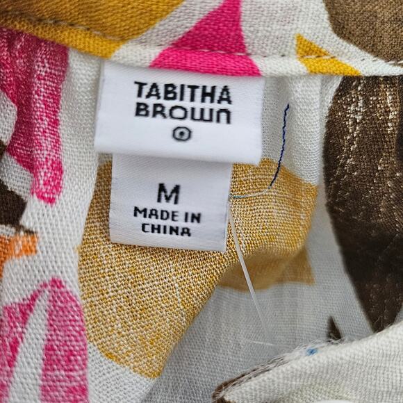 tabitha brown Women's Botanical Print Cover Up Shirtdress sz M - Picture 7 of 11